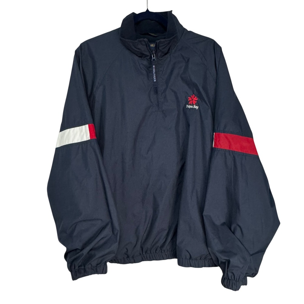 Vintage Tommy Hilfiger Golf Navy Windbreaker Poipu Bay Fleece Lined XL 105439 - Picture 10 of 14